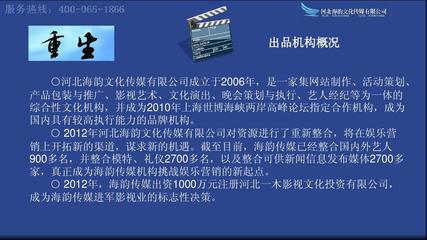 微電影《重生》招商方案(海韻傳媒出品)PPT