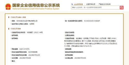 杭州古名文化藝術策劃公司一美容診所用個人賬戶收款隱匿收入47億 被罰8800萬